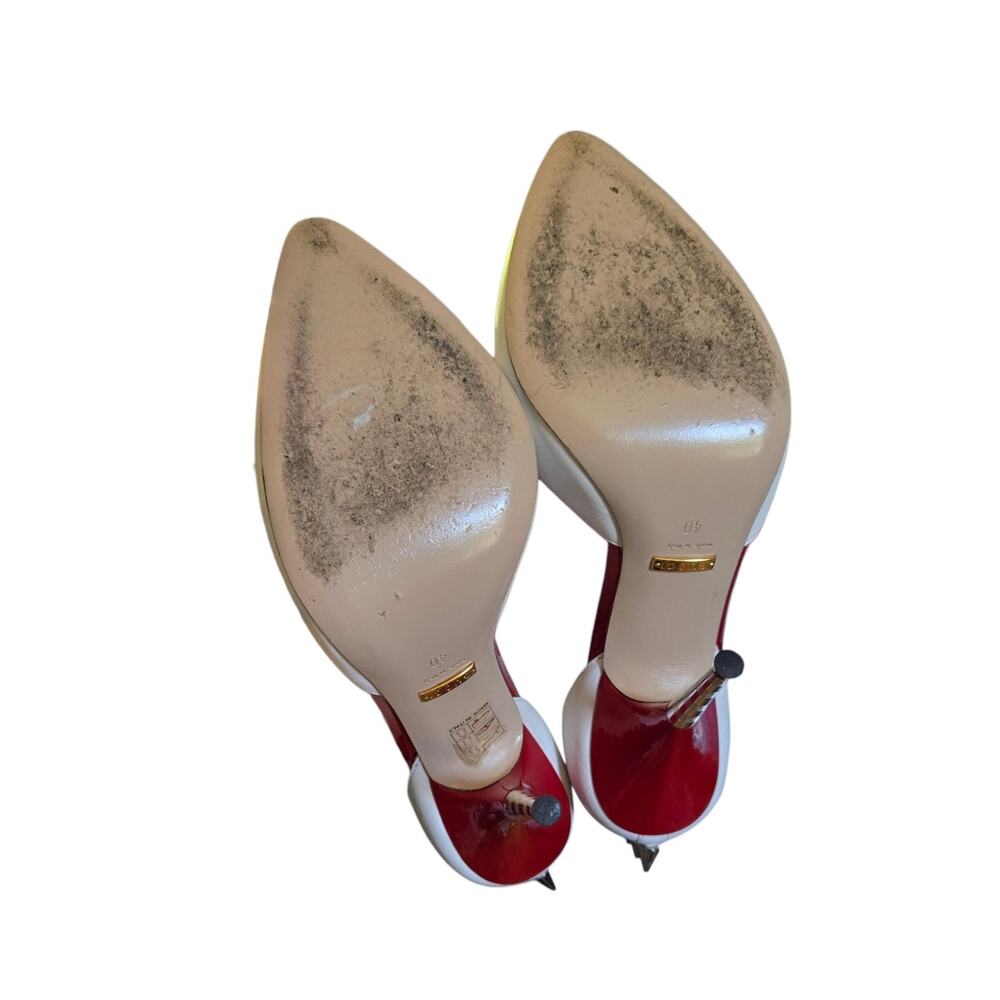 Gucci White Leather Crystal GG Bow Spike Ankle Strap d'Orsay High Heel Pumps - Picture 7 of 11